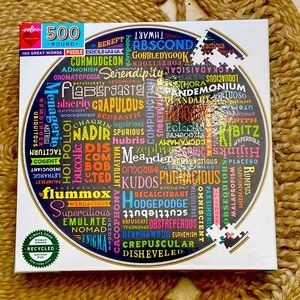 100 Great Words 500 Piece Round Puzzle